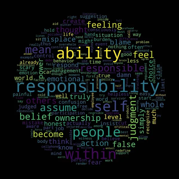 Word Cloud Responsibility Concept Black Background — Stock Photo, Image