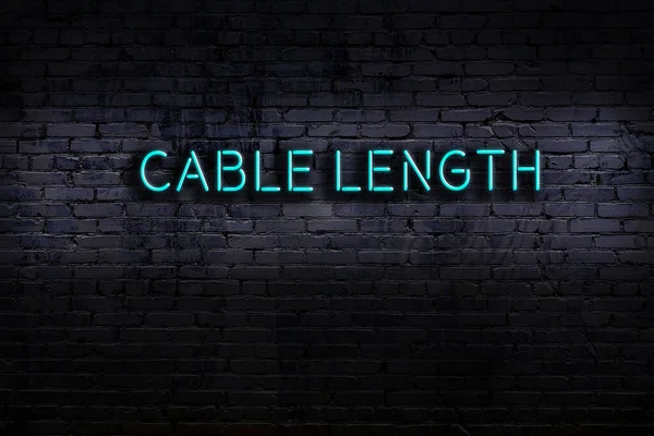 Neon Sign Brick Wall Night Inscription Cable Length — Stock Photo, Image