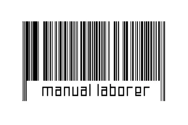 Digitalisierungskonzept Barcode Schwarzer Horizontaler Linien Mit Beschriftung Handarbeiter Unten — Stockfoto