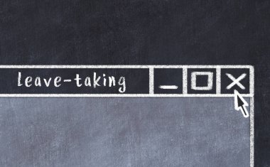 Tarayıcı penceresini başlık bırakılması ile kapatılıyor. Tebeşir çizimi. Sorunlarla başa çıkma kavramı