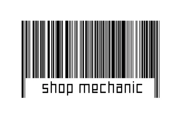 Čárový Kód Bílém Pozadí Nápisem Obchod Mechanik Níže Koncepce Obchodování — Stock fotografie