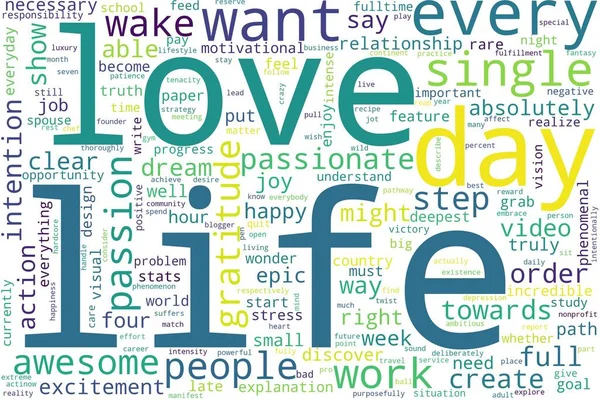 Word Tag Cloud Bílém Pozadí Pojetí Života — Stock fotografie