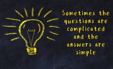 Bir karatahtaya ve bir ampul çizimine elle yazılmış akıllı bir alıntı.