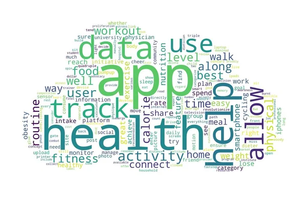 Word tag cloud on white background. Concept of apps.