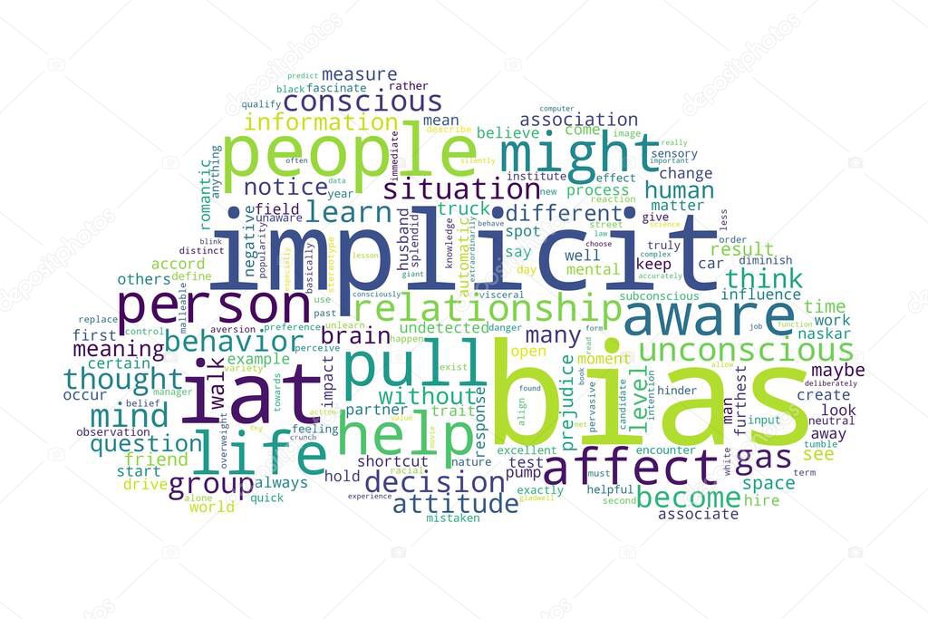 Word cloud of bias concept on white background.