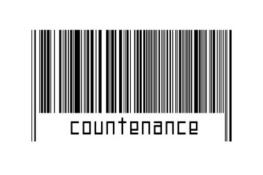 Digitalization concept. Barcode of black horizontal lines with inscription countenance below.