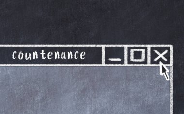 Chalk sketch of closing browser window with page header inscription countenance  