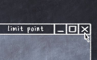 Chalk sketch of closing browser window with page header inscription limit point  