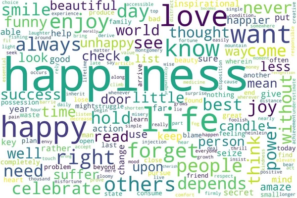 Word Tag Cloud White Background Concept Happiness — Stockfoto
