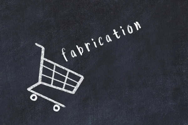 Chalk Drawing Shopping Cart Word Fabrication Black Chalboard Concept Globalization — Foto Stock