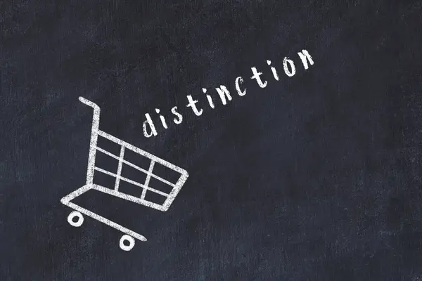 Chalk Drawing Shopping Cart Word Distinction Black Chalboard Concept Globalization — Foto Stock