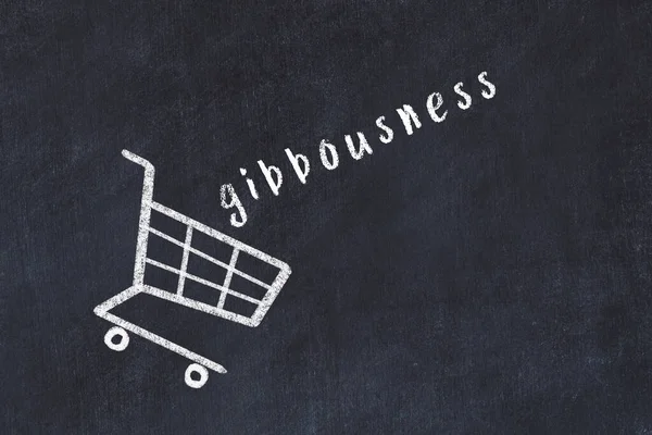 Chalk Drawing Shopping Cart Word Gibbousness Black Chalboard Concept Globalization — Stockfoto