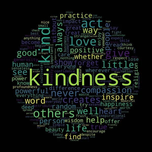 Word Cloud Kindness Concept Black Background — Stockfoto