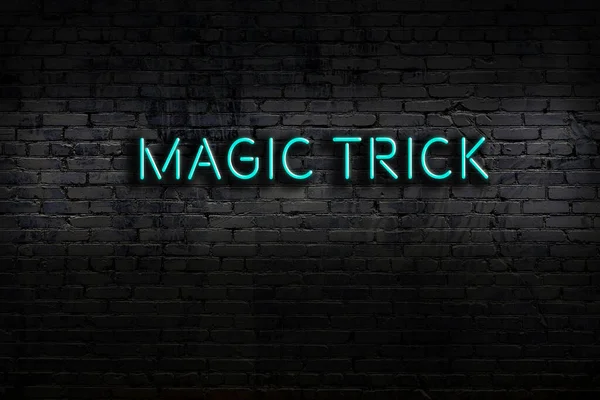 Neon Sign Brick Wall Night Inscription Magic Trick — 图库照片