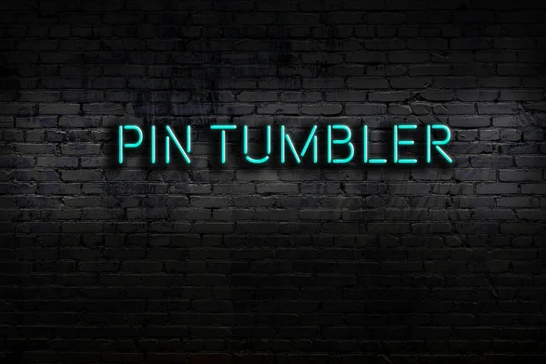 Neon Sign Brick Wall Night Inscription Pin Tumbler — Stock Photo, Image