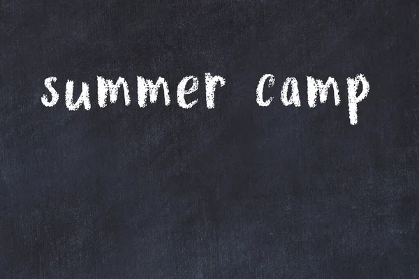Inscription Summer Camp Written Black Paint White Brick Wall — Stockfoto