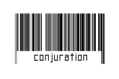 Beyaz arka planda barkod ve altında da yazıt büyüsü var. Ticaret ve küreselleşme kavramı