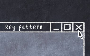 Closing browser window with caption key pattern. Chalk drawing. Concept of dealing with trouble