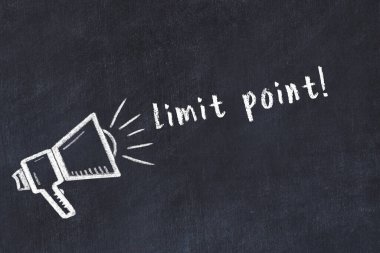 Black chalkboard with drawing of a loudspeaker and inscription limit point