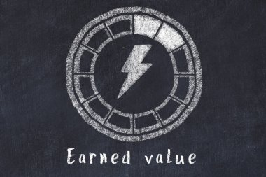 Chalk drawing of low energy indicatior. KPI concept, low Earned value.