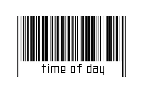 Barcode Witte Achtergrond Met Opschrift Tijd Van Dag Hieronder Begrip — Stockfoto