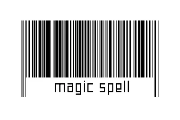 Ψηφιοποίηση Έννοια Barcode Μαύρο Οριζόντιες Γραμμές Επιγραφή Μαγικό Ξόρκι Παρακάτω — Φωτογραφία Αρχείου