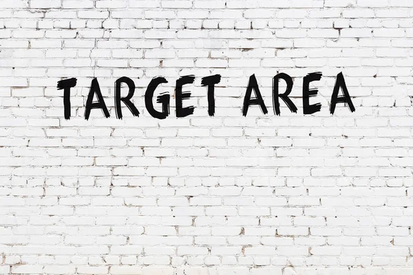 Inscription Target Area Written Black Paint White Brick Wall — Foto de Stock