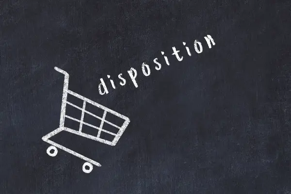 Chalk Drawing Shopping Cart Word Disposition Black Chalboard Concept Globalization — Stockfoto