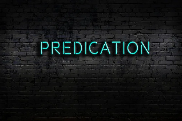 Neon Sign Brick Wall Night Inscription Predication — Stock Fotó