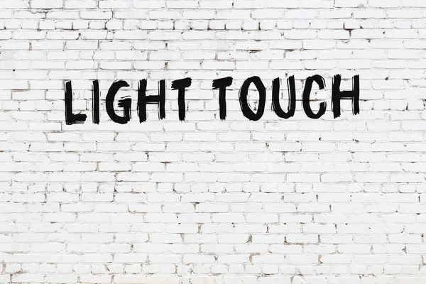 White Brick Wall Inscription Light Touch Handwritten Black Paint — Stockfoto