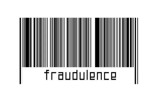 Barcode White Background Inscription Fraudulence Concept Trading Globalization — Zdjęcie stockowe