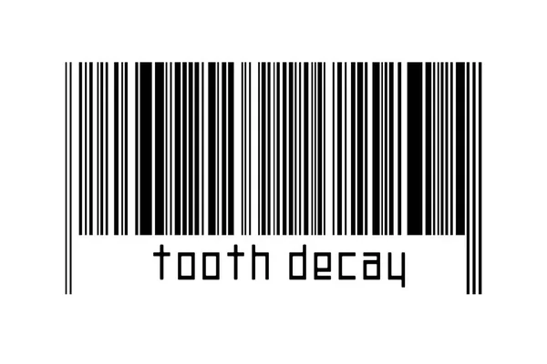 Barcode White Background Inscription Tooth Decay Concept Trading Globalization — Fotografia de Stock