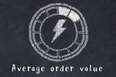 Chalk drawing of low energy indicatior. KPI concept, low Average order value.