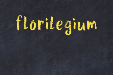 Tebeşir el yazısıyla yazılmış florilegium siyah masada.