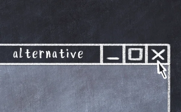 Tarayıcı penceresinin sayfa başlığı yazma alternatifiyle kapatılmasının tebeşir çizimi  