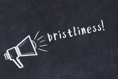 Hoparlör çizimi ve yazı kıvrımlı siyah karatahta