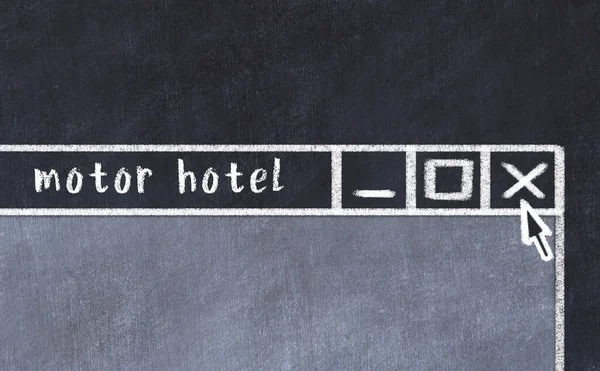 Chalk Sketch Closing Browser Window Page Header Inscription Motor Hotel — Stock Photo, Image