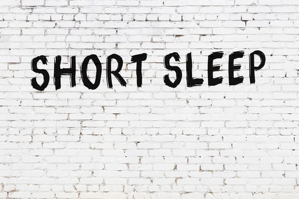 White Brick Wall Inscription Short Sleep Handwritten Black Paint — Stock Photo, Image