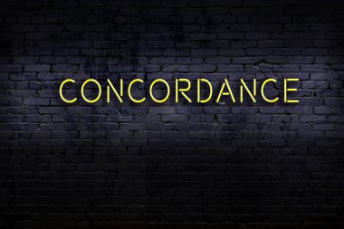 Duvara yazı kazınmış neon levhası. Gece görünümü