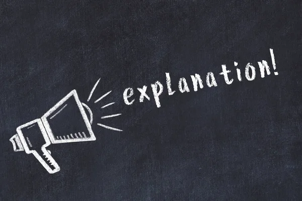 Hoparlörlerin tebeşir çizimi ve siyah masanın üzerine el yazısı yazması açıklama