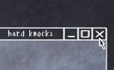 Tarayıcı penceresini başlık tıklamalarıyla kapatılıyor. Tebeşir çizimi. Sorunlarla başa çıkma kavramı