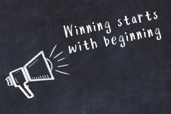 Bilge motivasyonel yazıtlı siyah karatahtaya hoparlör çizimi