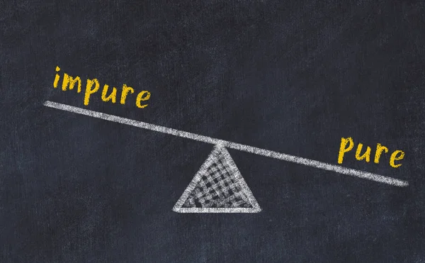 Kara tahtada saf ve kirli kelimelerle mantar çizimi. Denge kavramı
