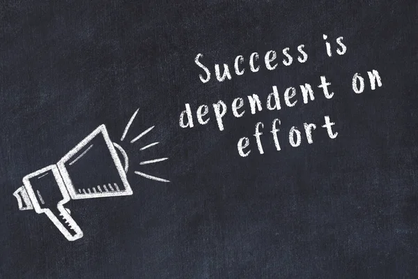 Bilge motivasyonel yazıtlı siyah karatahtaya hoparlör çizimi