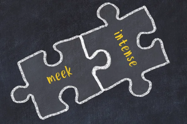 Ezik ve yoğun kelimelerle iki bulmacanın tebeşir çizimi. Sorunları çözme kavramı