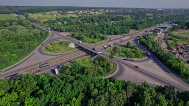 Légi Kilátás Felett Sok Autó Bankközi Szállítás — Stock videók