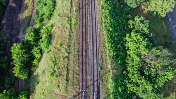 Demiryolu Otoyol Kavşağının Hava Görüntüsü — Stok video