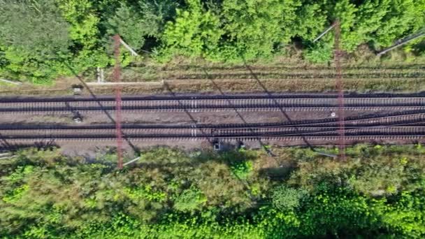 Αυτοκινητόδρομος Γέφυρα Και Σιδηρόδρομο Κάτω Από Αυτό Κεραία Θέα Στην — Αρχείο Βίντεο