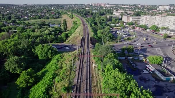 城市铁路和桥梁的空中景观 — 图库视频影像