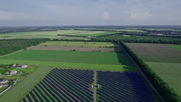 Panneau Solaire Dans Ferme Solaire Technologie Pour Produire Énergie Électrique — Video